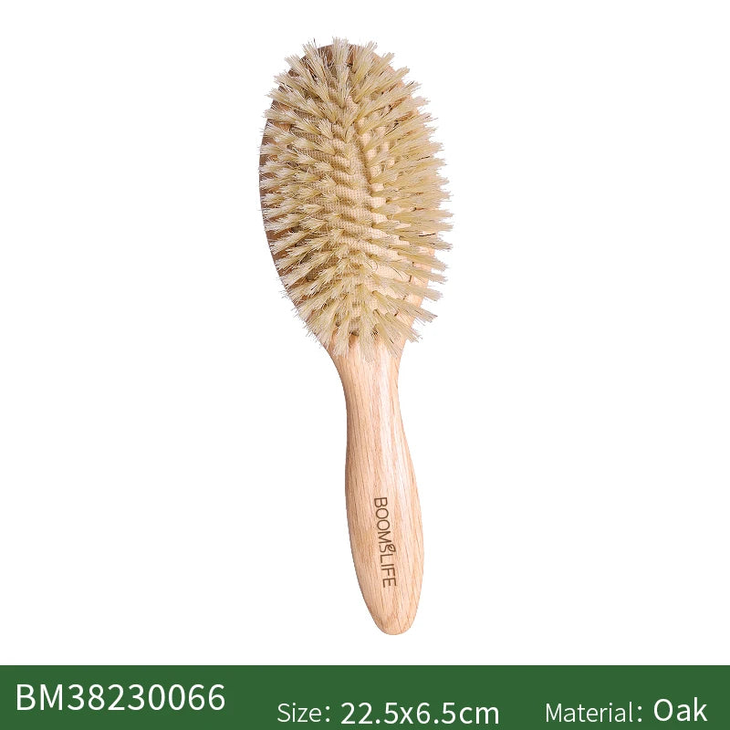 BOOMSLIFE Soft Boar Bristle Hair Brush Women Custom Scalp Massage Detangle HairbrushOak Wood Comb for Hair Barber Accessories Zpaxo small size China Mainland