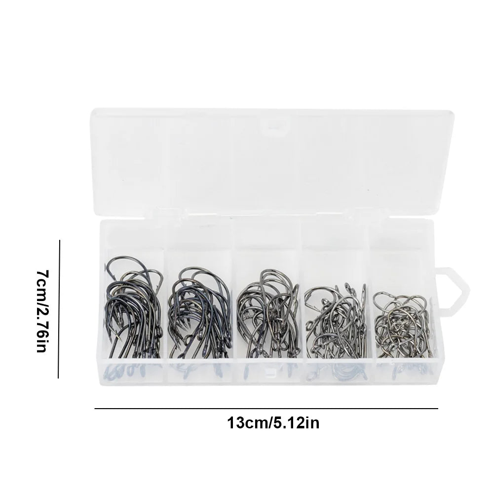 Box Fishing Hooks Carbon Steel Barbed Fishhooks Fish Freshwater