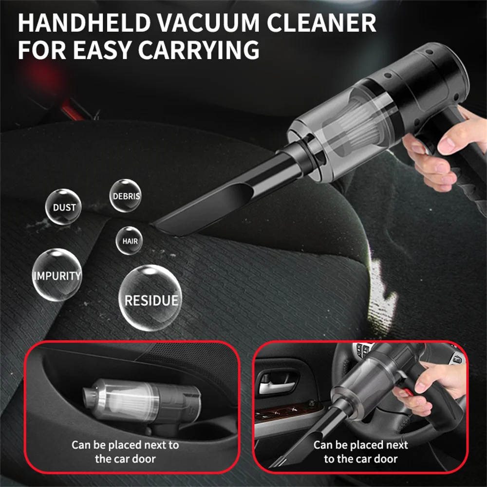 Handheld Portable Small Vacuum Cleaner Multi-Purpose Use for Cars And Household Compact Pump for Easy Cleaning Zpaxo black