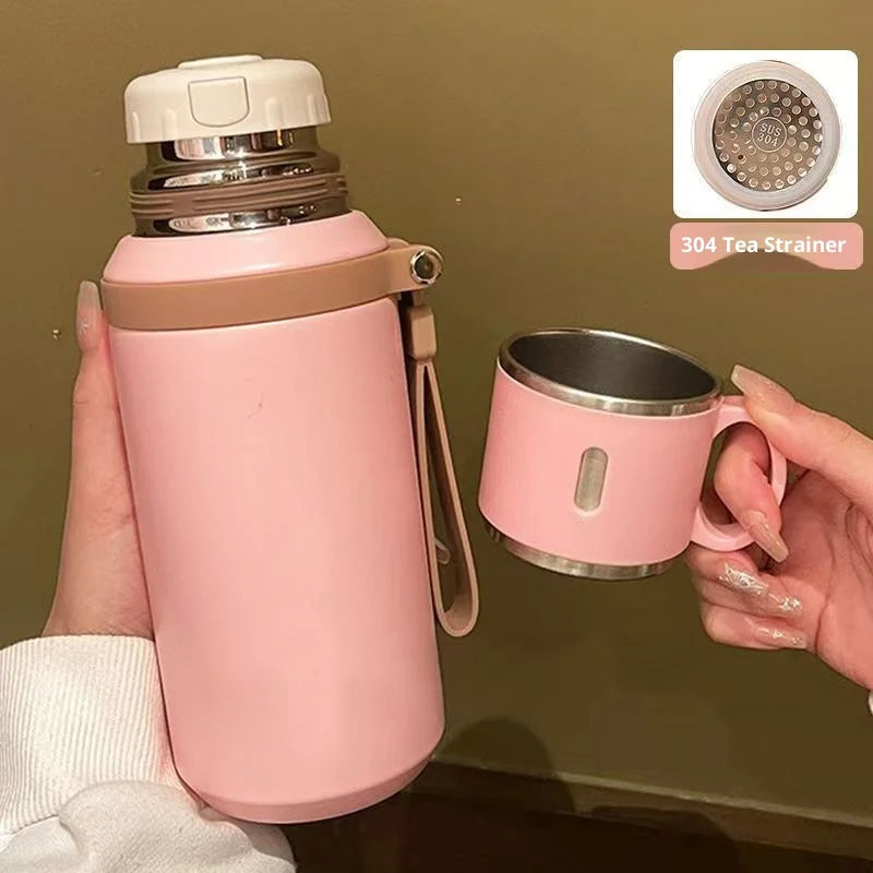 Thermos Cup Female High-value Appearance Water Cup New Style 316 Stainless Steel Male Middle School Students Special Tea Cup Zpaxo Pink 600ml