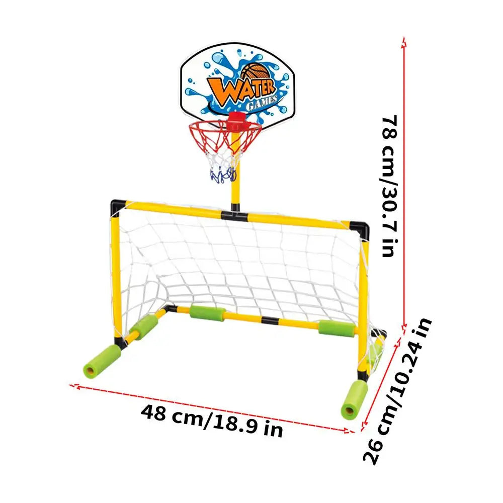 Pool Basketball Hoop 2-in-1 Soccer Goal Floating Water Score Game