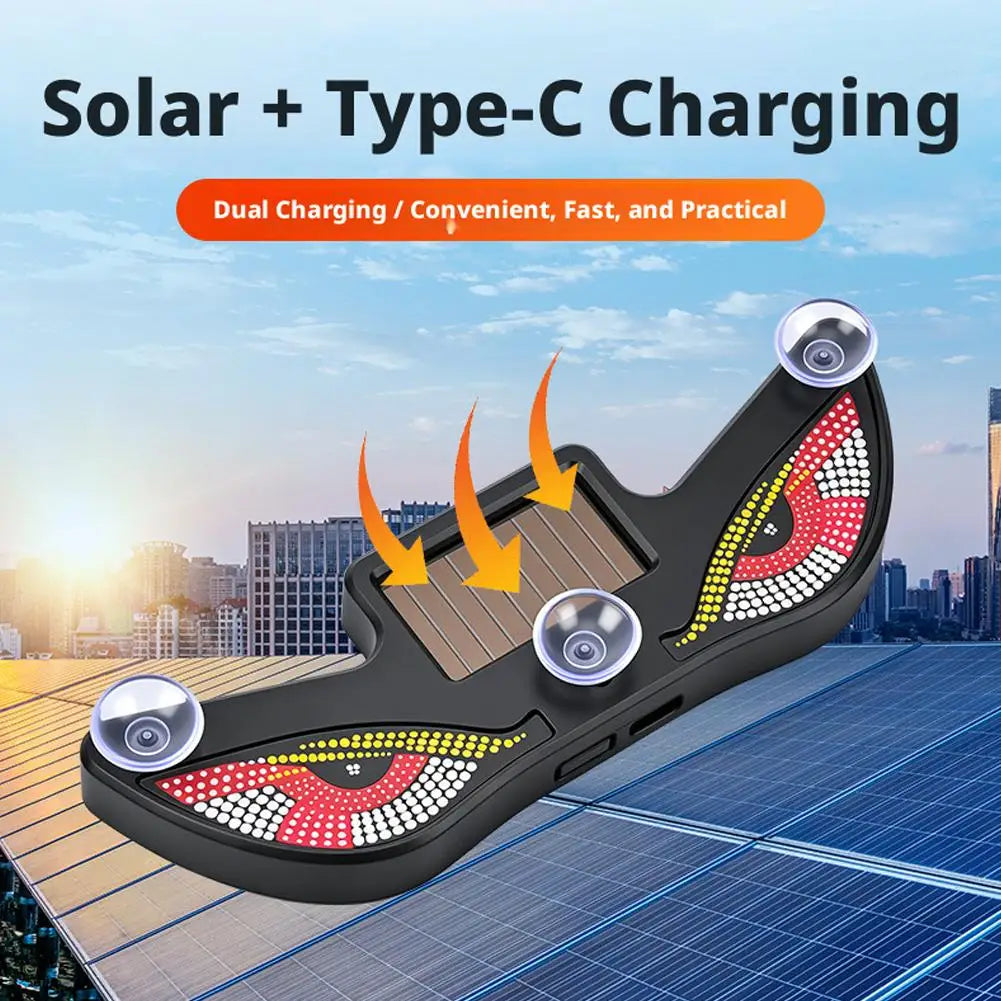 2026 New Solar Car Devil Eye Ambient Light Dynamic Expression LED Breathing Rear Window Anti-Rear-End Warning Lamp Zpaxo