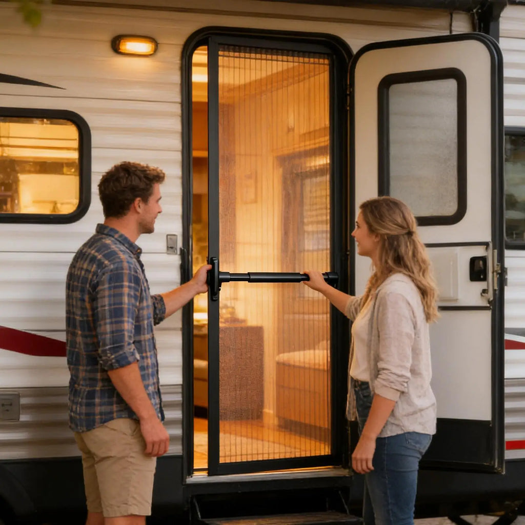 RV Screen Door Crossbar Adjustable Push Grab Bar Trailer Travel Easy