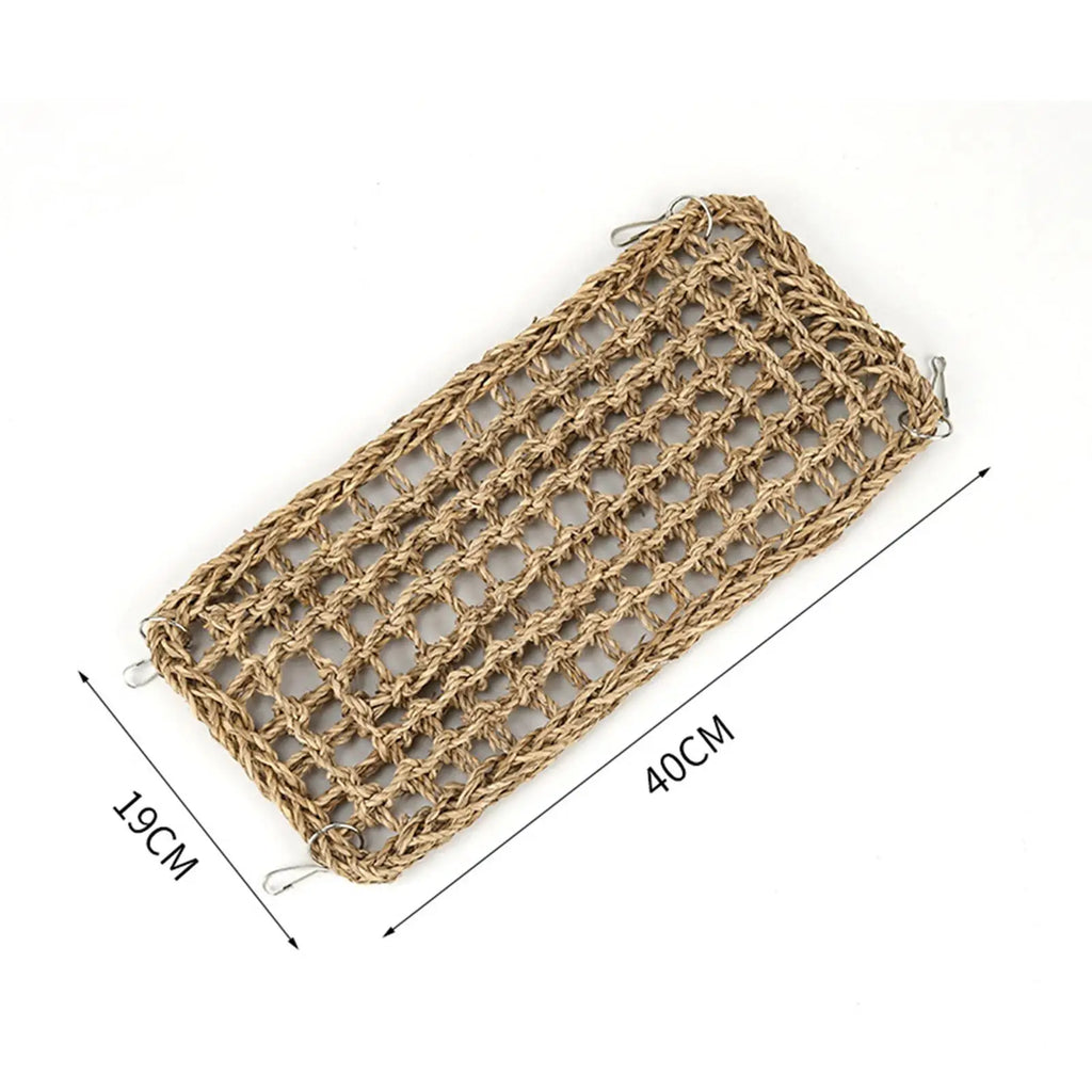 Parrot Climbing Rope Ladder with 4 Hooks Parrot Hanging Grass Woven Net Hammock for Macaws Finches Parakeet Budgie Chewing Zpaxo