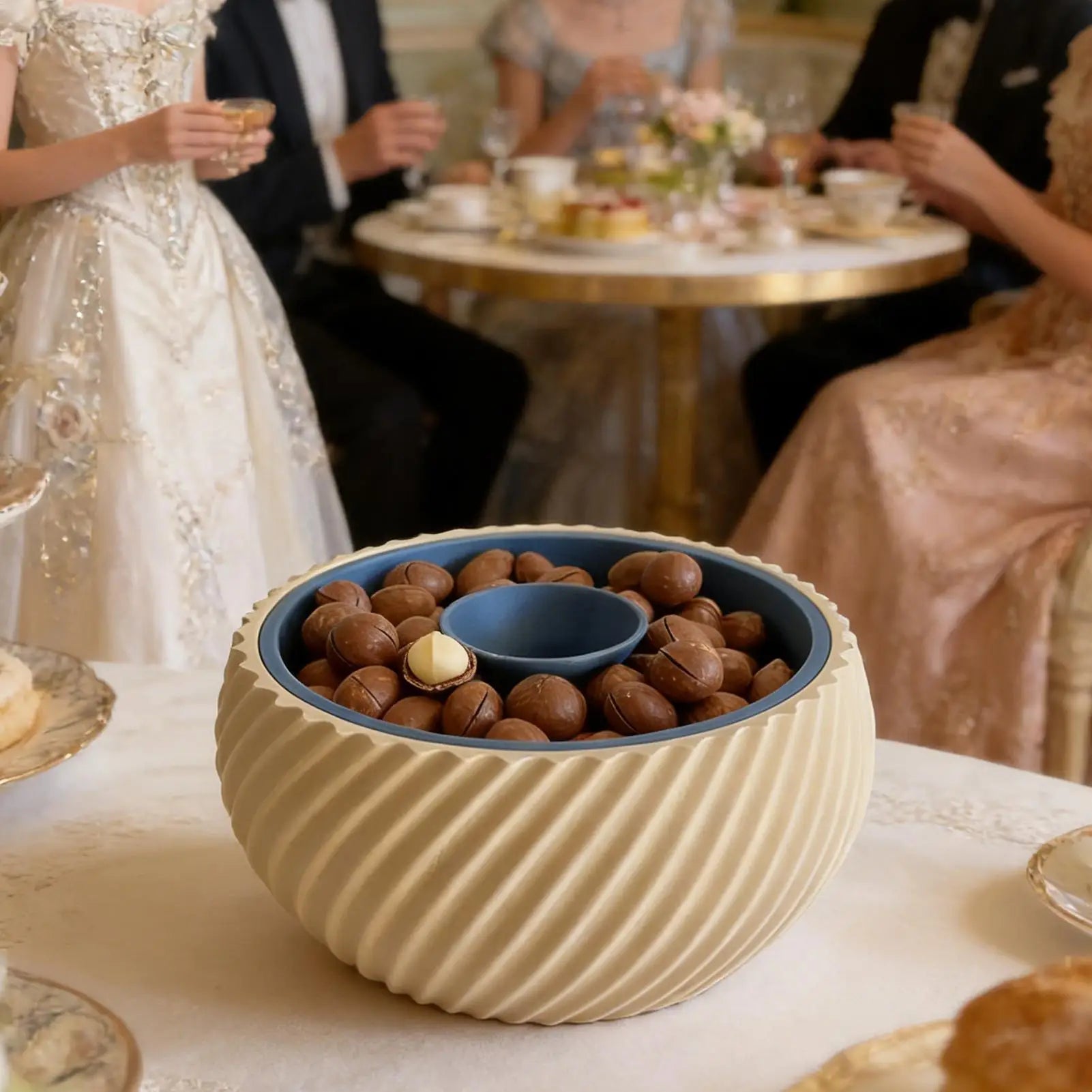 Nut Bowl Double Layer Serving Container with Storage Nut Serving Bowl for Kitchen Table Counter Party Home Dining Room Picnic Zpaxo