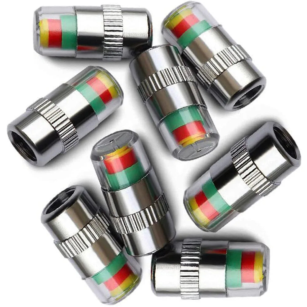 4-Pack Tire Pressure Monitor Valve Stem Caps | 3-Color Alert