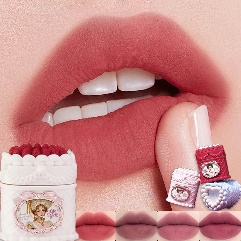 Strawberry Cake Lipstick Matte Velvet Mousse Lip Gloss Mud Soft Focus