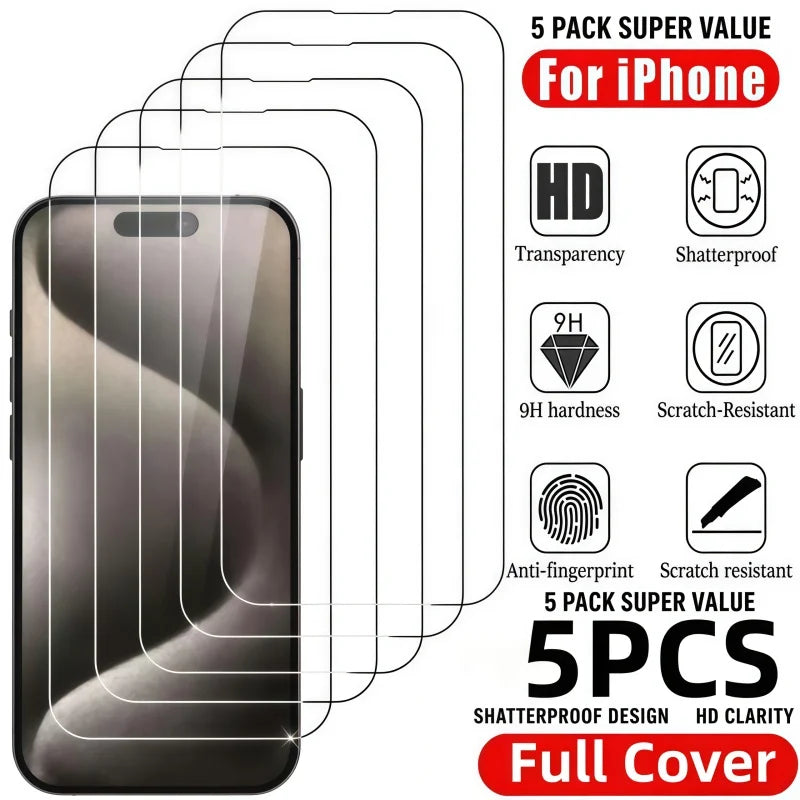 HD Tempered Glass Iphone 17 16 15 14 13 12 11 Max Screen Protector XR