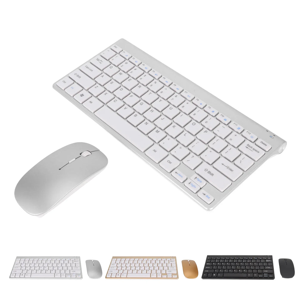 Wireless Keyboard Mouse Slim Key Combo Portable Beautiful Power Zpaxo