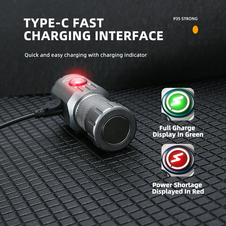 2000 Lumen LED Flashlight RGB Side Lamp Type-C Rechargeable Torch