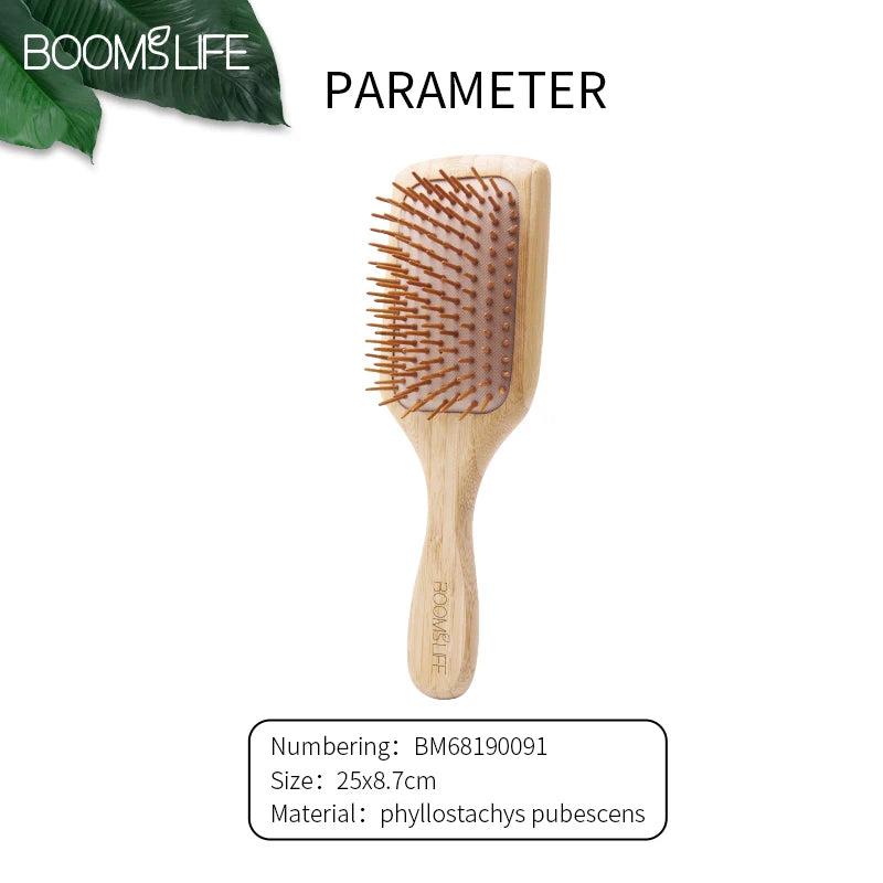 Bamboo Hair Brush Women Styling Detangling Wide Teeth Wood Comb for Hair Massage Scalp Anti-static Hair Combs Curly Girl Method Zpaxo
