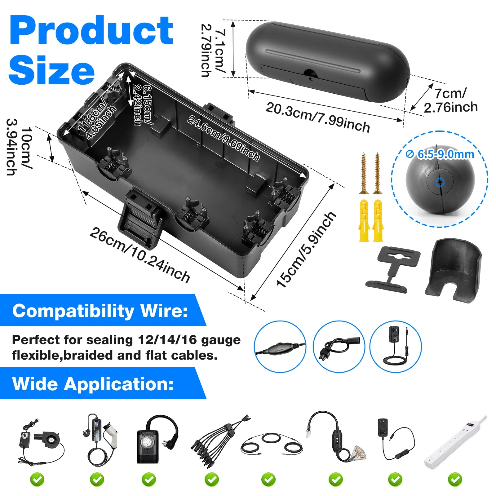 Large Outdoor Electrical Box IP54 Waterproof Extension Cord Cover Weatherproof Protect Outlet, Plug, Socket, Timer, Power Strip, Zpaxo
