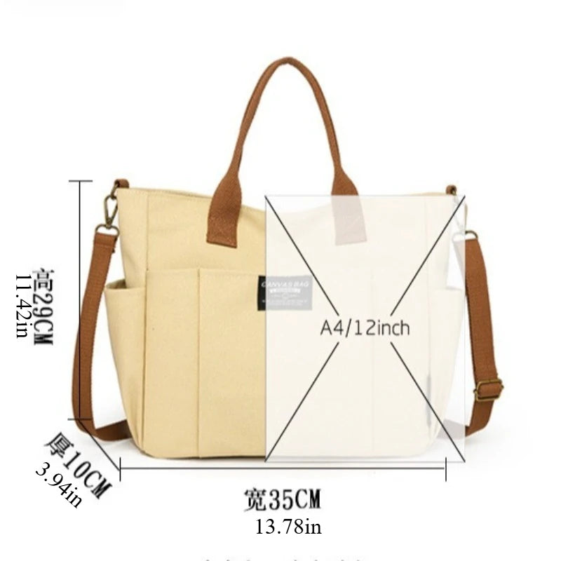 Large Canvas Tote Bag Women Minimalist Work Extra Wide Commuting