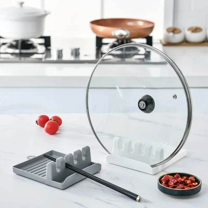 Pan Lid Holder Supports Spoons Pot Cover Rests Spatula Stand For Kitchen Convenience Utensils Tools Accessories Cooker Organizer Zpaxo