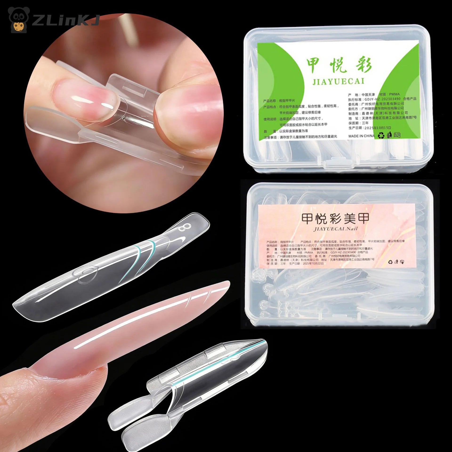 ▶30pcs Nail Clear Rocket Shape Sandwich Dual Nail Forms Reusable Full Cover Dual Nail Molds Top & Bottom Quickly Extend Nails Zpaxo