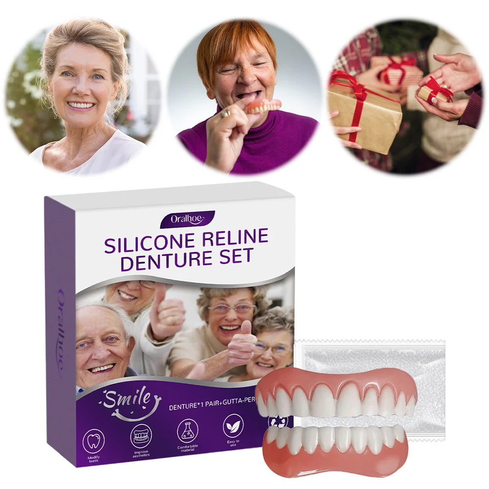 Silicone Reline Denture Soft Dentures False Teeth Upper Lower Men Zpaxo