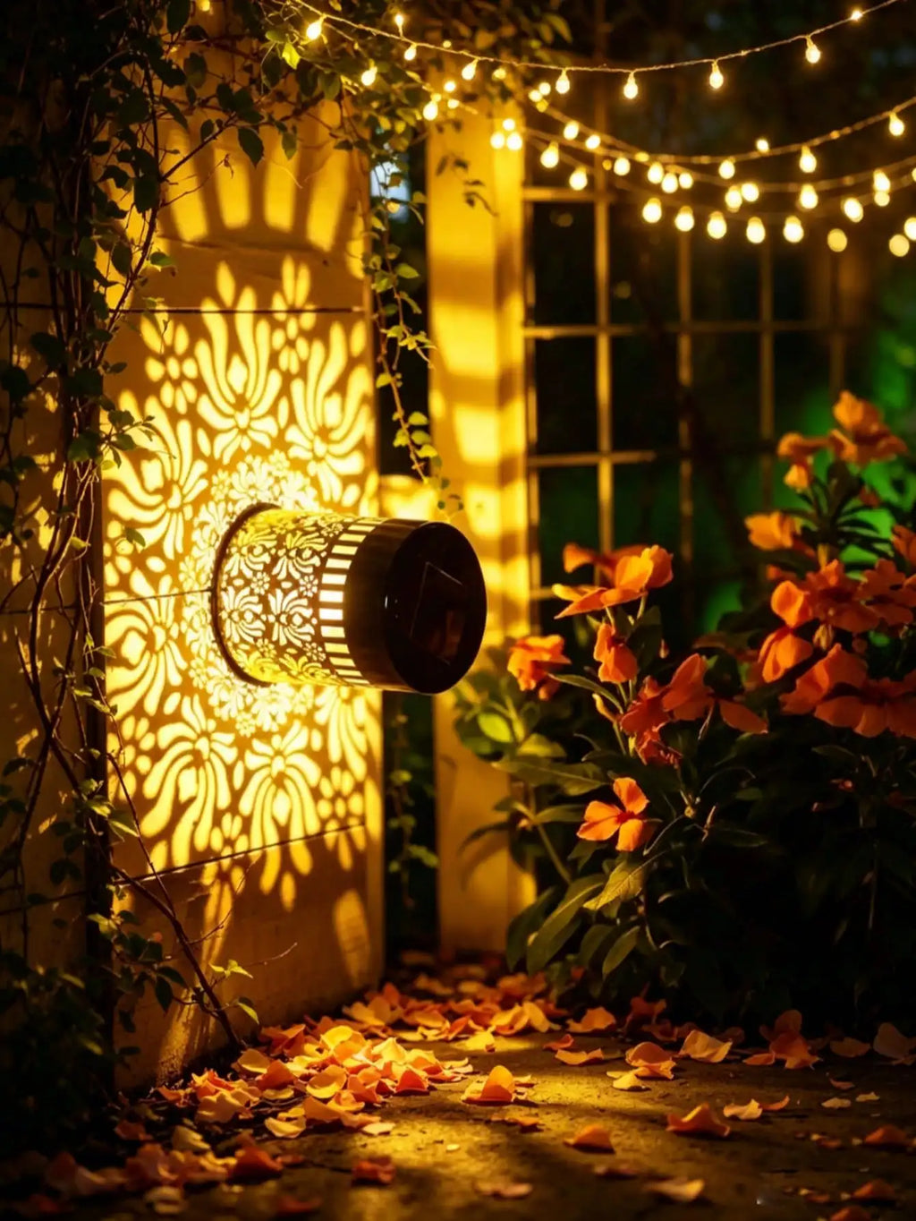 Solar-powered Lotus Peony Lamps Openwork Wrought Iron Garden