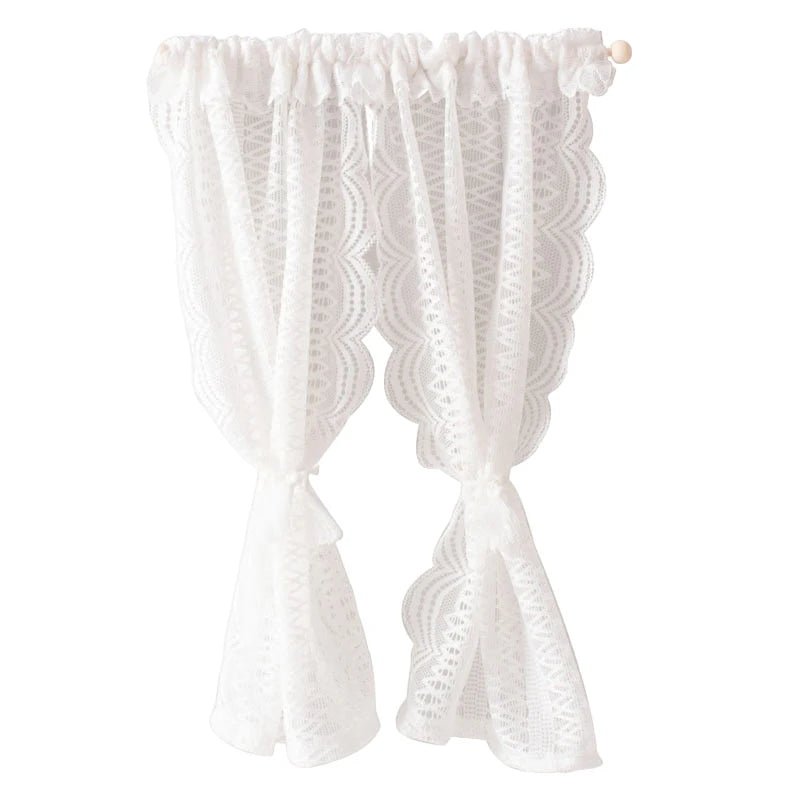 ▶1/12 Dollhouse Lace Curtains Model Dollhouse Bedroom Living Room Decoration Dolls House Furniture Accessories Micro Scene Decor Zpaxo B1