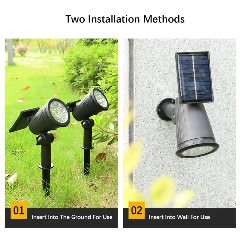 Solar Powered Ground Spotlights 9LED Wall Wash Light IP65 Waterproof Zpaxo