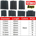 Heat Shrink Sleeving Tube Kit Wire Electrical Connection Wire Wrap Cable Protection Thermoresistant Tubing Wrapping Insulation Zpaxo Black-127pcs (bags) Mixed-size