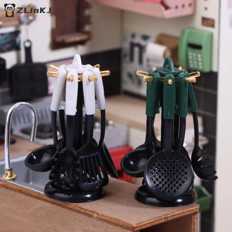 ▶1Set Mini Kitchenware Models For Dollhouses, Mini Spatula Utensils Models, Shooting Scene Props Zpaxo