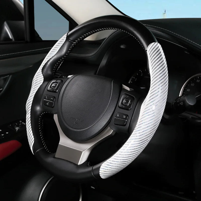 36cm Carbon Fiber Steering Wheel Cover – Non-Slip Sports Type D