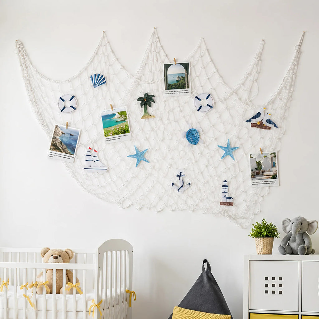White Fishing Net Nautical Seaside Decor Beach Party Home Wall