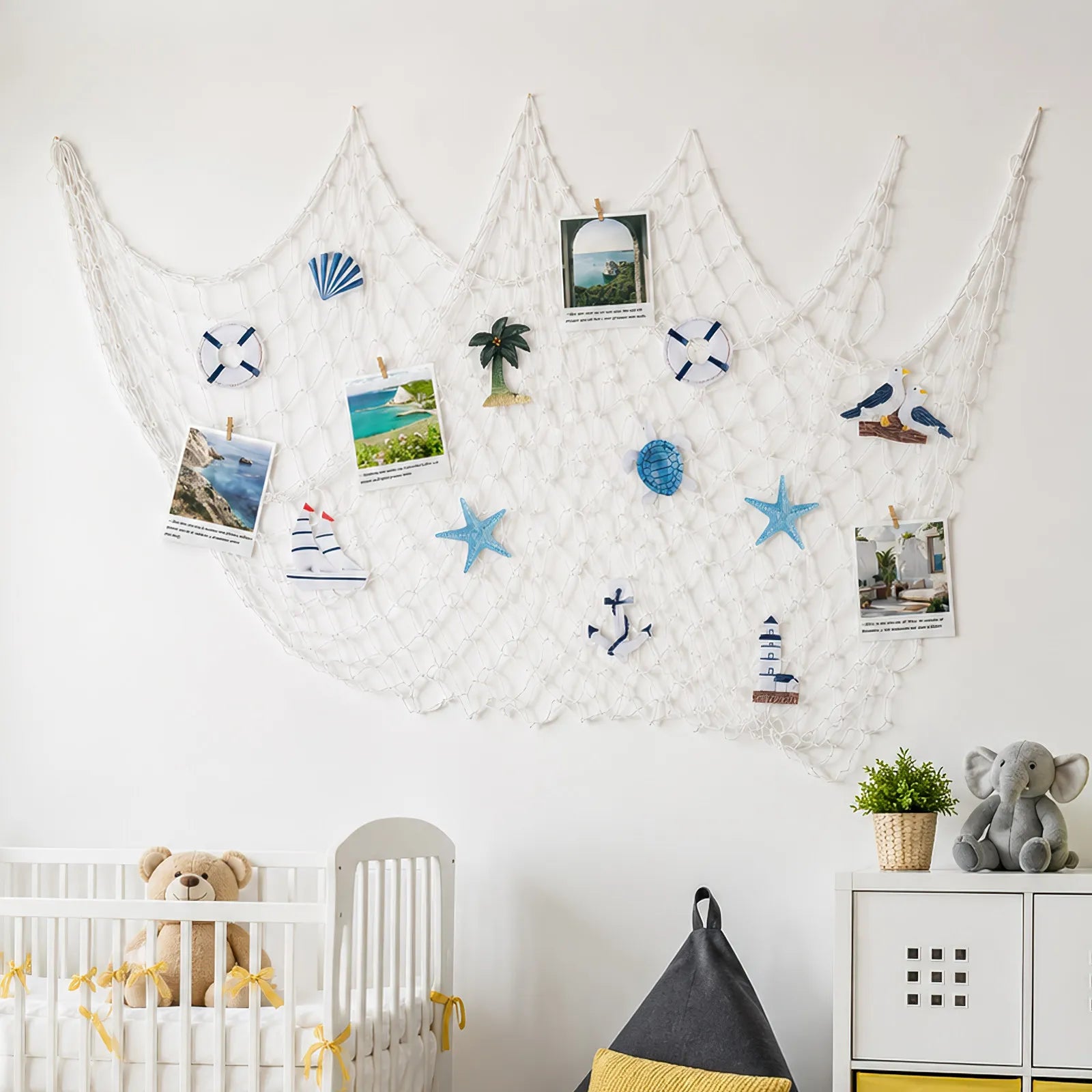 White Fishing Net Nautical Seaside Decor Beach Party Home Wall