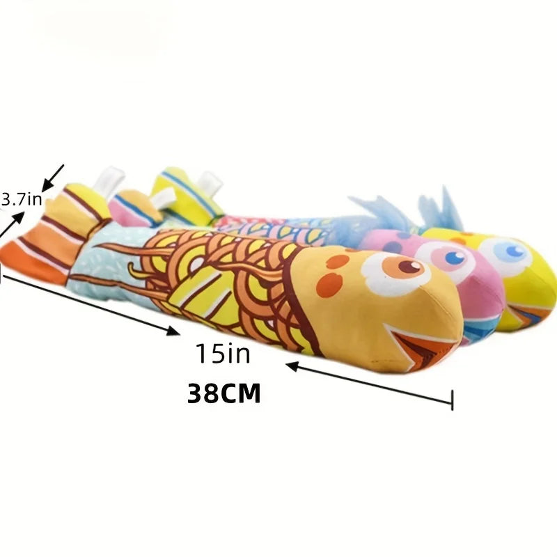 Cat Toy Plush Pillow Crinkle Sound Catnip Fish Interactive Teaser