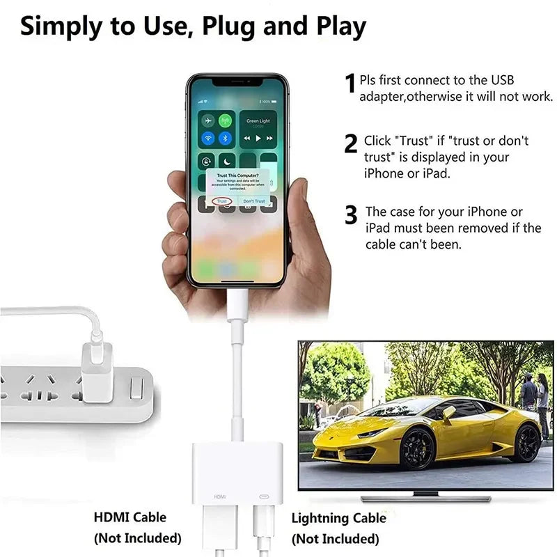 1080P HD HDMI-Compatible Projection Cable Adapter Audio Sync Screen