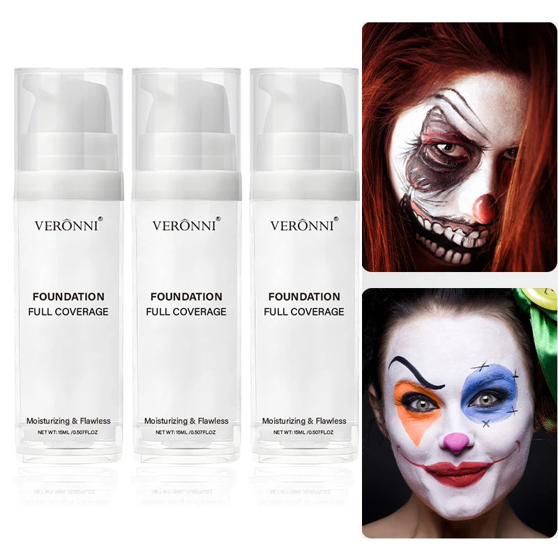 White Liquid Foundation Blending Pure-15ml Silky Creamy Matte Long-Wearing Transfer-Resistant for Stage Cosplay Halloween Makeup Zpaxo 3pcs