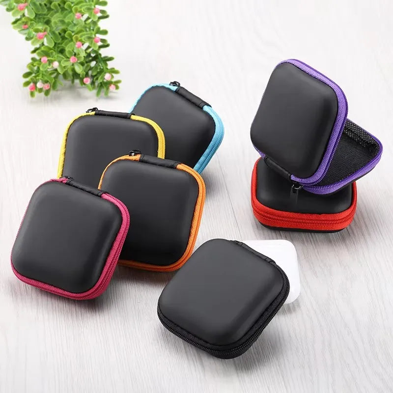 Mini Square Earphone & USB Cable Storage Pouch – 1/2/3 Pack