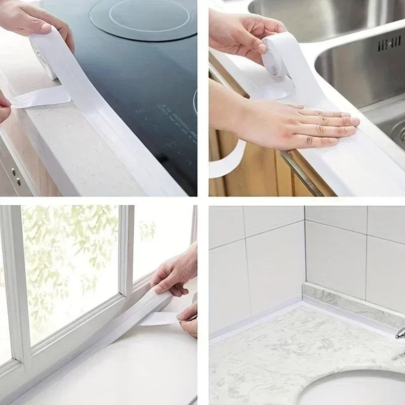 1pc Bathroom Waterproof Wall Stickers Sealing Tapes PVC Adhesive Sealing Strips Sink Edge Tape Kitchen Bathroom Accessories Zpaxo