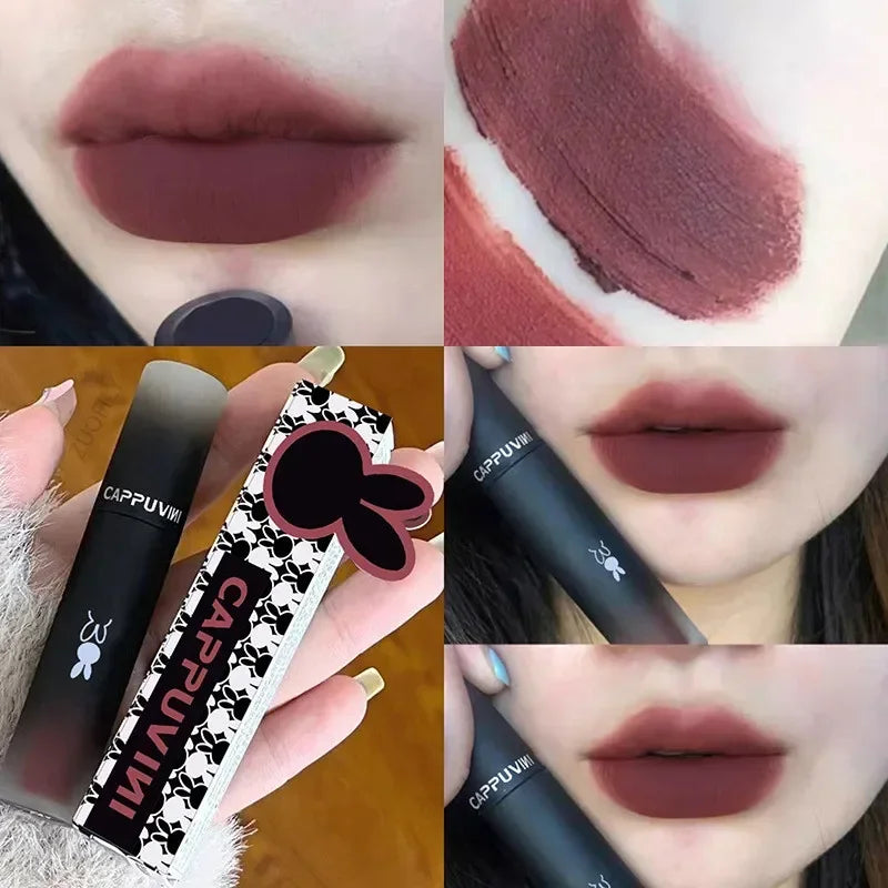6 Colors Velvet Matte Lip Mud Liquid Lipstick Waterproof Nude Lip Gloss Long Lasting Non-stick Cup Sexy Women Lip Glaze Cosmetic Zpaxo 01