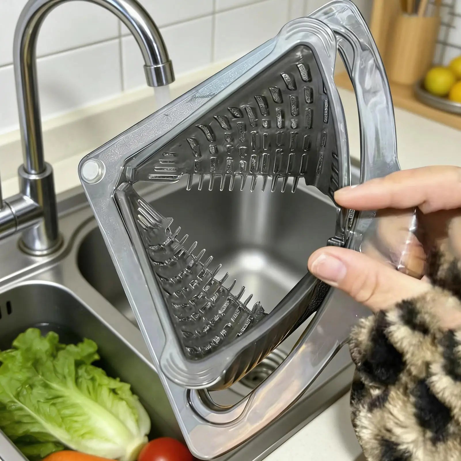 Corner Sink Strainer Magnetic Food Waste Catcher Draining Basket Clog