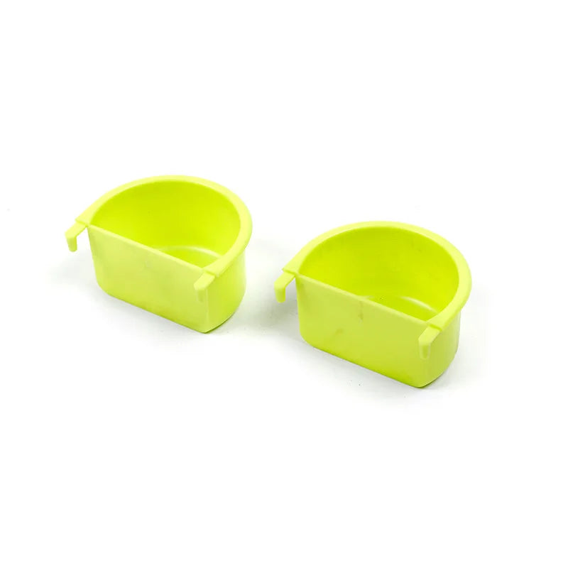 2 Pieces Bird Food Feeding Dish Easy to Install Bird Cage Feeder Bowl for Small Animals Budgie Parrot Parakeets Lovebirds Zpaxo Green 7.4x6.3x3.9cm