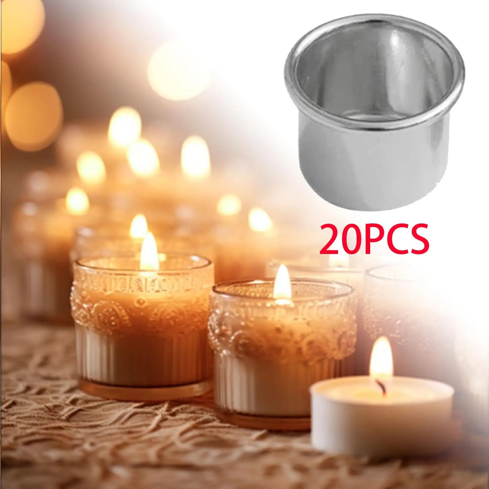 20-Pack Metal Tealight Candle Cups – Tabletop Candelabra Set Tealight Candle Holders Zpaxo SILVER