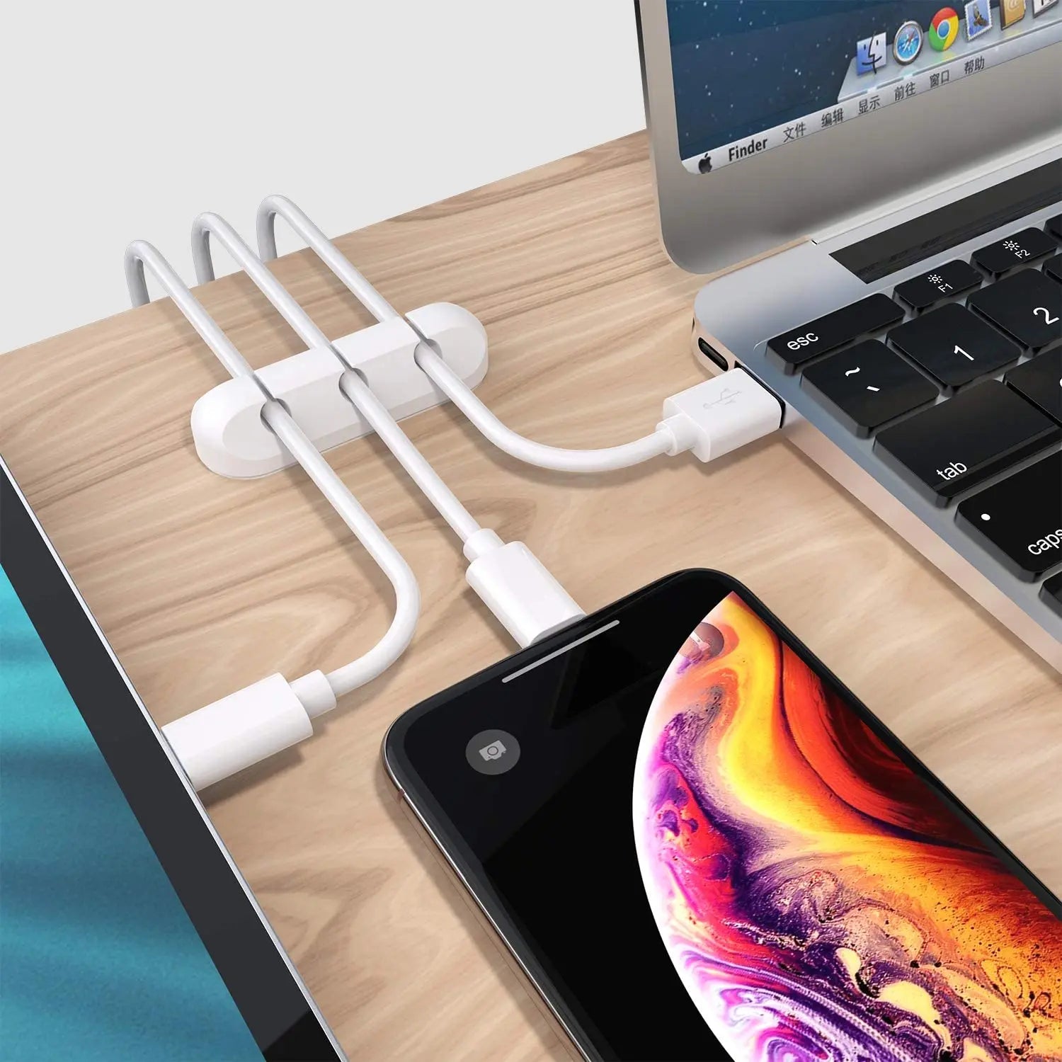 Adhesive Cable Holder Clips Cord Management Wire Organizer For Desktop USB Charging Cable Nightstand Power Cord Headphones Cable Zpaxo
