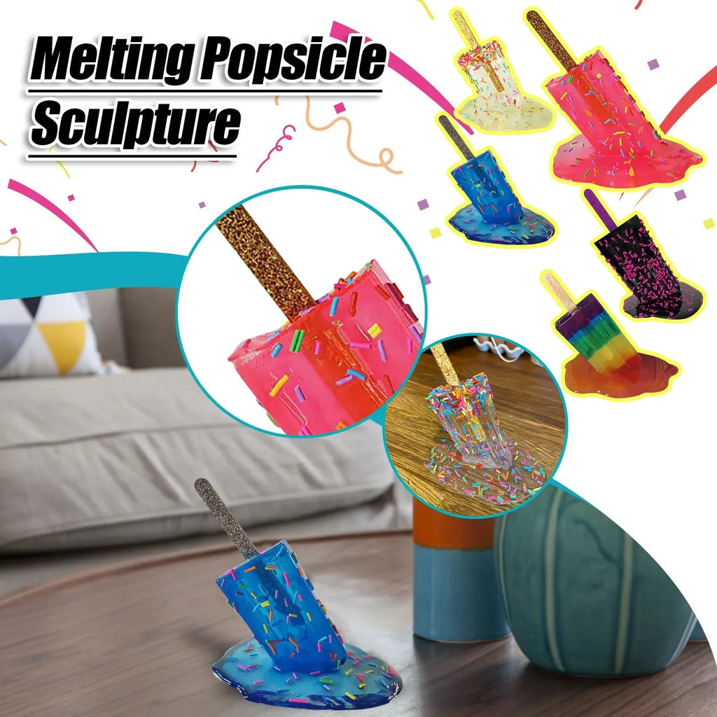 Ice Cream Resin Ornaments Artificial Lollipop Melting Popsicle Sculpture Summer Cool Popsicle Home Decoration Resin Popsicle Zpaxo