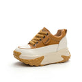 White Leather Platform Wedge Sneakers Women Black Rubber Sole Lace Up Zpaxo 377 Yellow 39 China Mainland