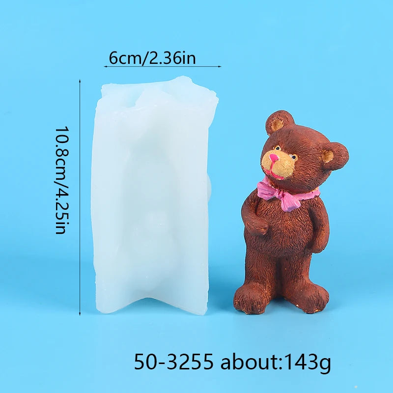 Bear Candle Silicone Mold for Valentine's Day Gift 3D Bear with Heart Aromatherapy Soap Plaster Gypsum Ornament Mould Home Decor Zpaxo 50-3255-D