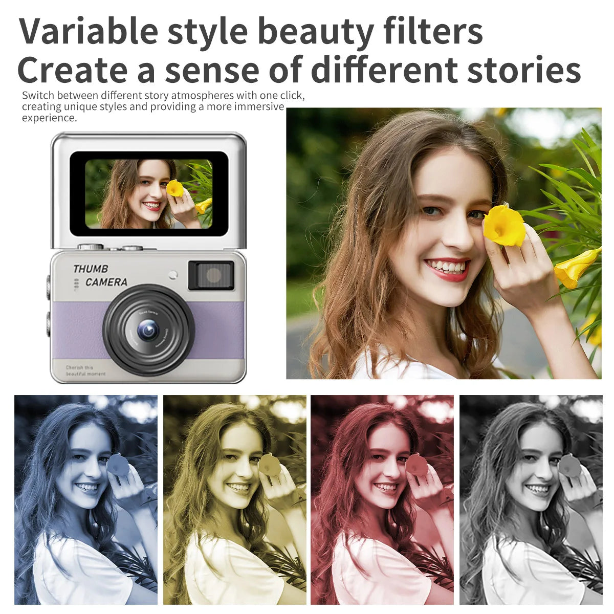 6800W Pixels Mini Digital Camera Portable HD One-Touch Photo Thumb Selfie Camera 1.47inch Flip Screen CCD CameraVideo Recorder Zpaxo