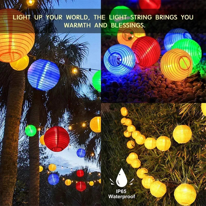Solar Lantern String Lights Waterproof Outdoor LED Garland Fairy Light Patio Garden Decoration Light for Christmas Wedding Party Zpaxo