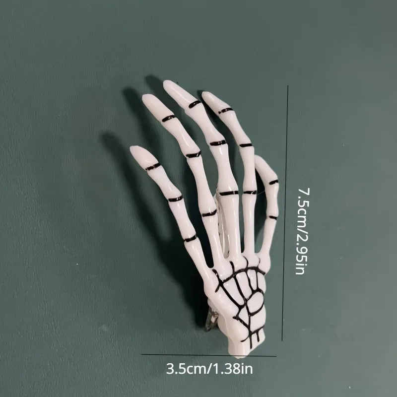 Gothic Skeleton Hand Hair Claw Clip Skull Bone Barrettes Women Horror