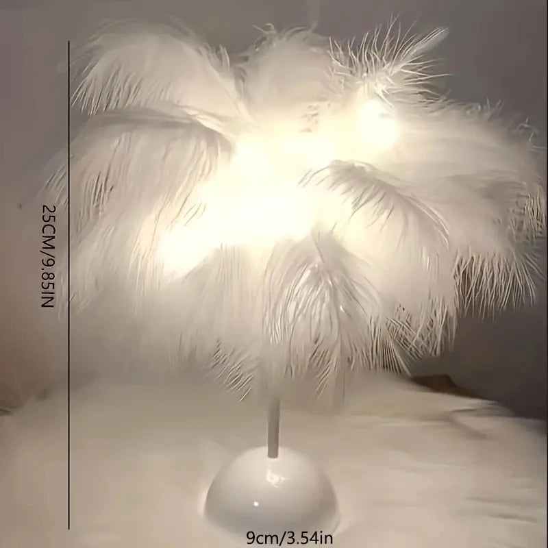 Feather Design LED Table Lamp Kids Battery-powered Portable Ideal Zpaxo