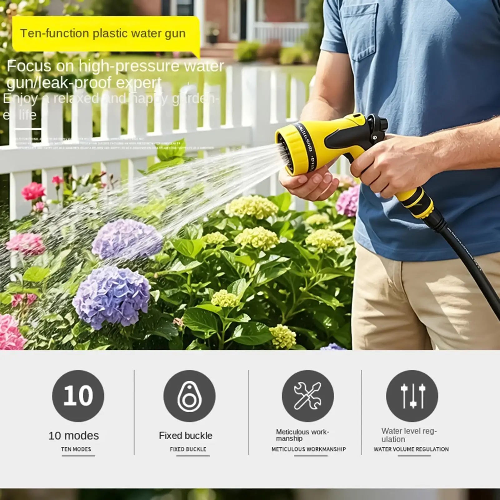 10-Mode Garden Hose Nozzle – High-Pressure Spray Gun Garden Hose Nozzle Zpaxo