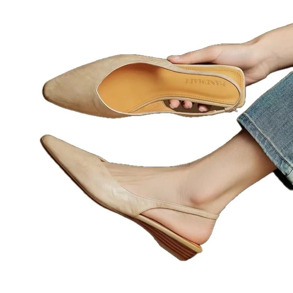 French Elegance Pointed Toe Flat Bottom Sandals Women's Summer