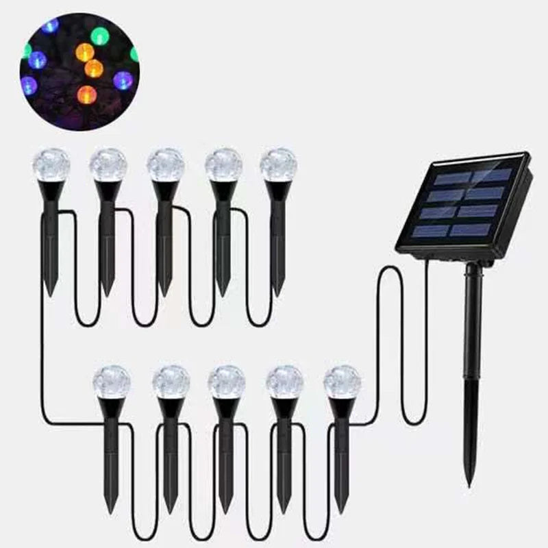 RGB Solar Garden Light String Waterproof Christmas Decoration Lights Zpaxo Multicolor-10LEDs China Mainland