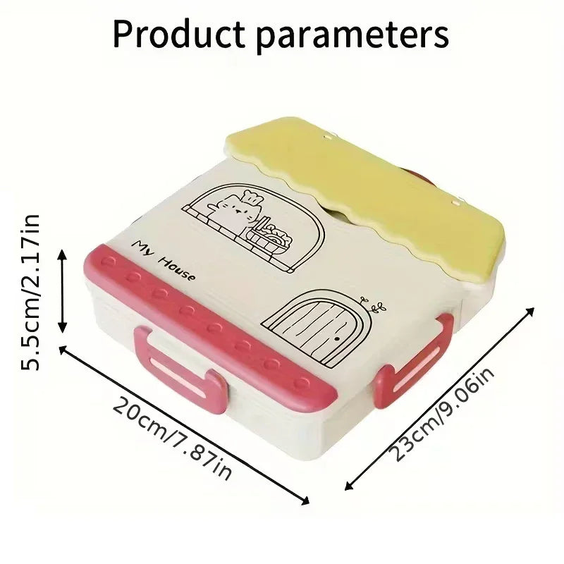 Adult Lunchbox With 4 Compartments - Microwave Safe, Leak-proof, Includes Cutlery (spoon, Fork), Portable Cutlery Zpaxo
