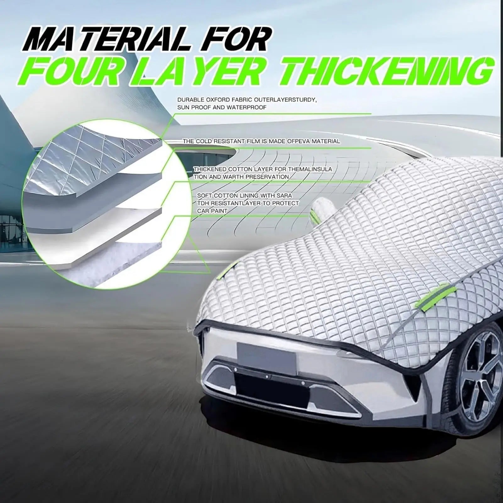 Half Car Cover Outdoor Windshield Sunshade Snow UV Rain Frost